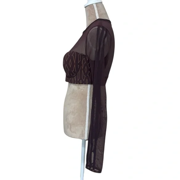 EUC Adidas x IVY PARK Wild Brown Monogrammed Mesh Crop Top (K-1) - Picture 7 of 15